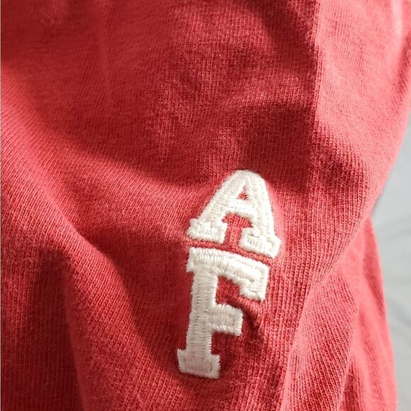 VINTAGE 90s Abercrombie red embroidered long sleeve tee shirt XL - Picture 5 of 6